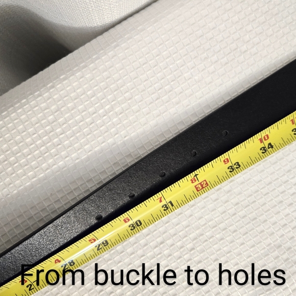 Bass & Co Leather Belt Sz M Plain Solid Dress Silver Buckle - Picture 6 of 7